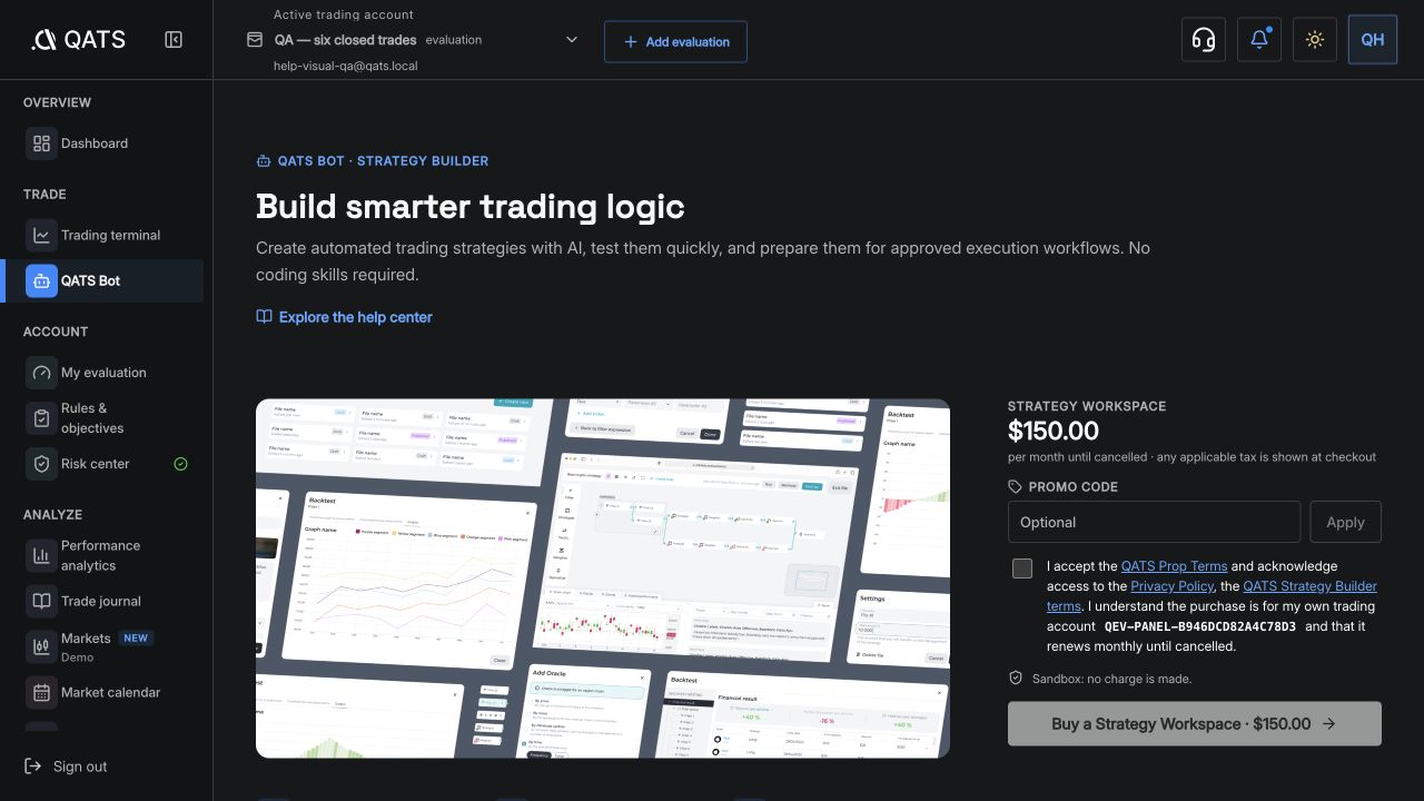 Run a strategy with QATS Bot: QATS screenshot